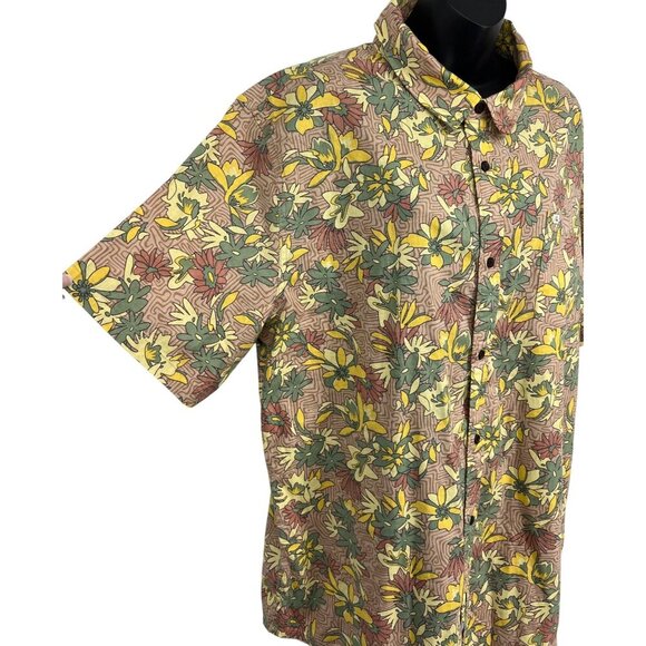 Quiksilver Mens XXL Tropical Floral Shirt Regular Fit 54% Hemp 44% Cotton Short - Picture 5 of 10